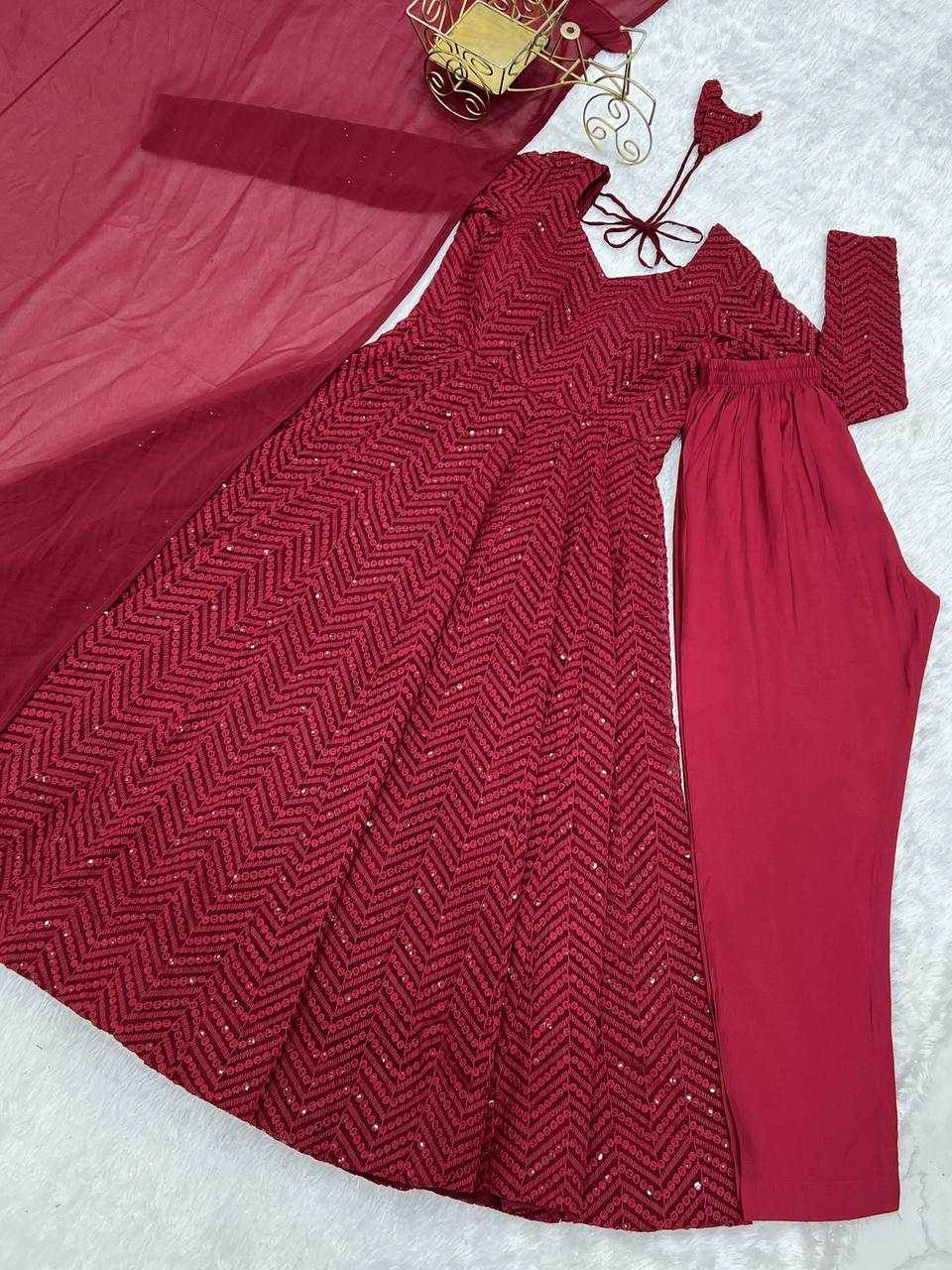Faux Georgette Anarkali Gown - MYLUXURY LANE ENTERPRISE